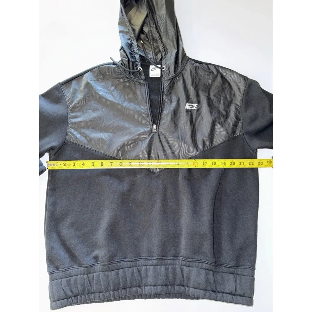 Nike Sportswear Fleece Windbreaker Hoodie Black Pullover Half Zip S‎ Women's